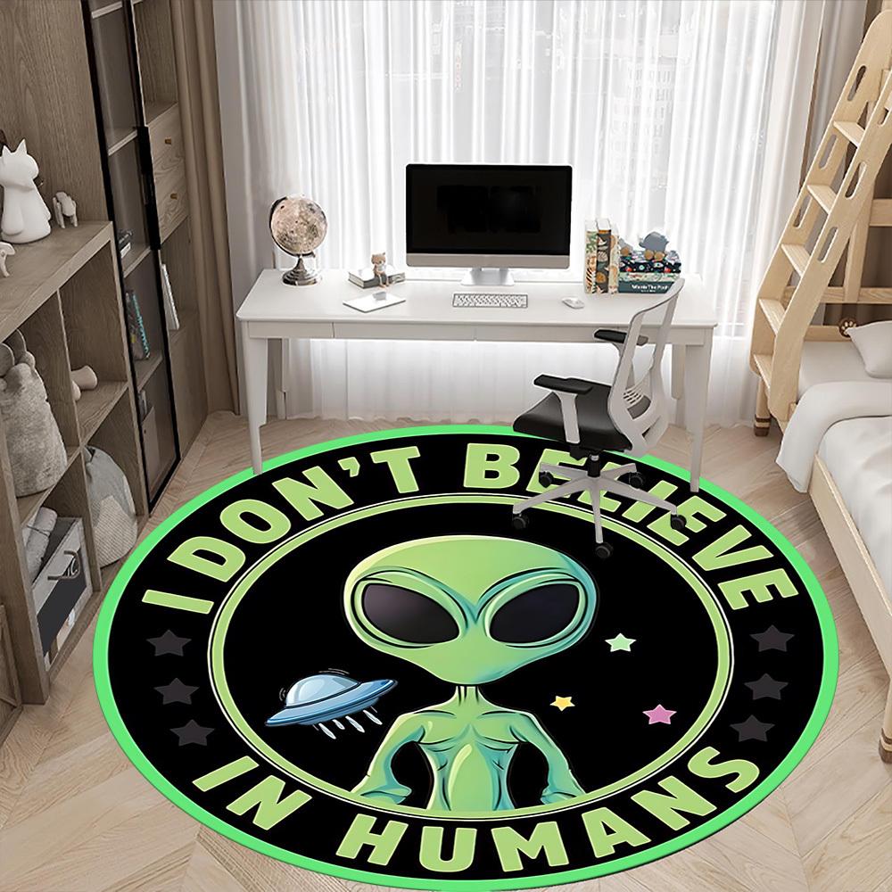 1PC Alien Pattern Chair Carpet for Office, Indoor Non-Slip Washable Carpet, Soft Comfortable Mat For Office Room yy250930082