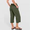 Women’s Cropped Wide Leg Pants with Elastic Waist Drawstring and Patch Pockets Casual Loose Fit Capris Trousers