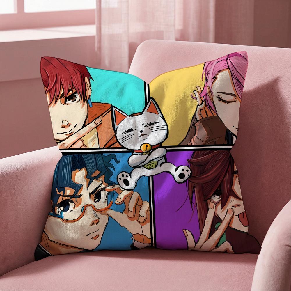 Anime D-Dandadan Cushion Cover Multi-Scene Pillow Cover for Home & Car - Reversible, Soft & Durable for Daily Use