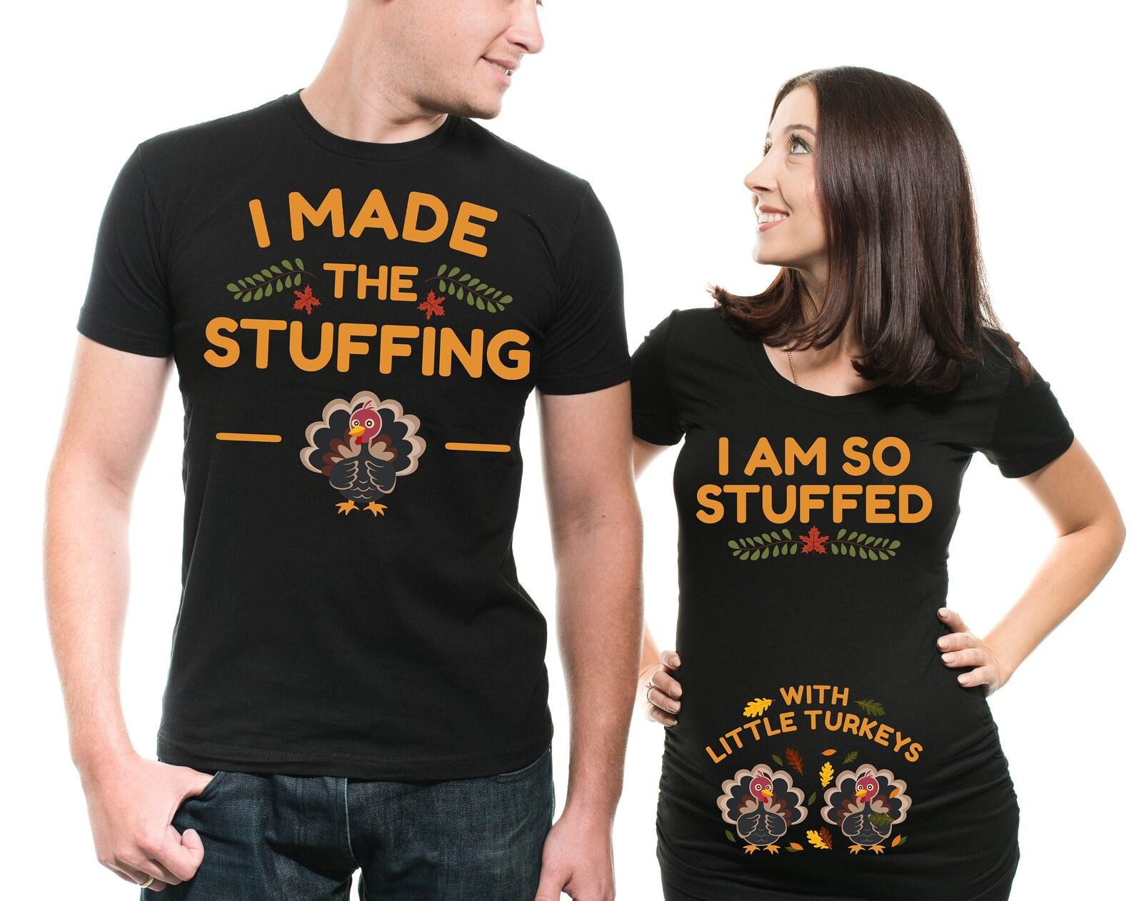 Thanksgiving Pregnancy Announcement Matching Shirts: Turkey Couple Tees 2XL