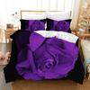 Purple Rose King Queen Duvet Cover Beautiful Butterflies Flowers Bedding Set for Teen Adults Floral 2/3pcs Polyester Quilt Cover