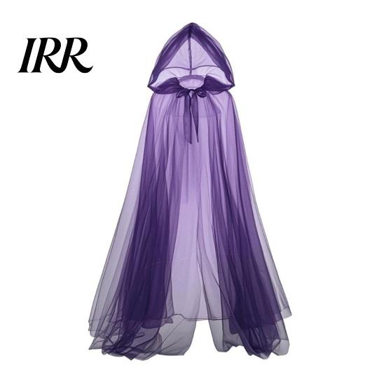 Hooded Mesh Cloak for Adults, 2 Layer Sheer Tulle Cape, Halloween Gothic Witch Queen Cosplay Costume Renaissance Accessories Grim Reaper