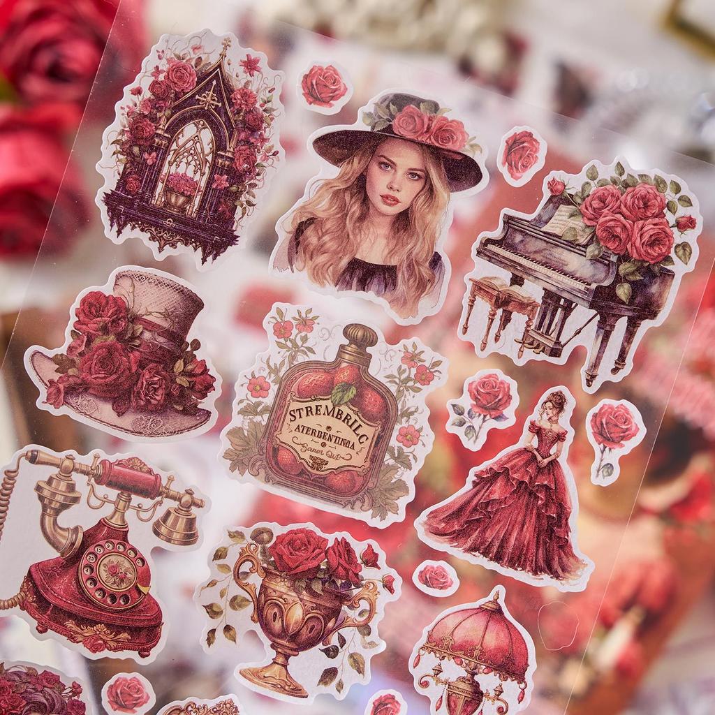 24 Sheets Vintage Stickers books Adhesive Diy Scrapbooking Stick Labels Diary Junk Journal Supplies Planner Sticker