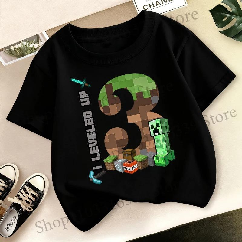 Birthday Number T-shirt Party Supplies Gift Minecrafted Cartoon Children Clothes Boy Tops Summer Short Sleeve round neck Tees