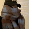 Mohair Cooling Scarf for Women Winter New Versatile Shawl High End Thickened Blue Plaid Scarf