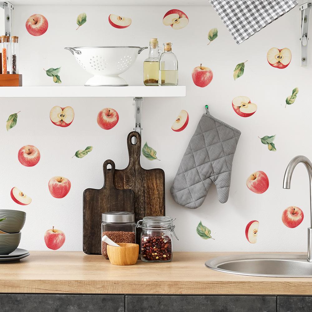 Gemalte Rote Apfel Aufkleber für Küchen-Esszimmerschränke, Heimhintergrund und Wandverschönerung