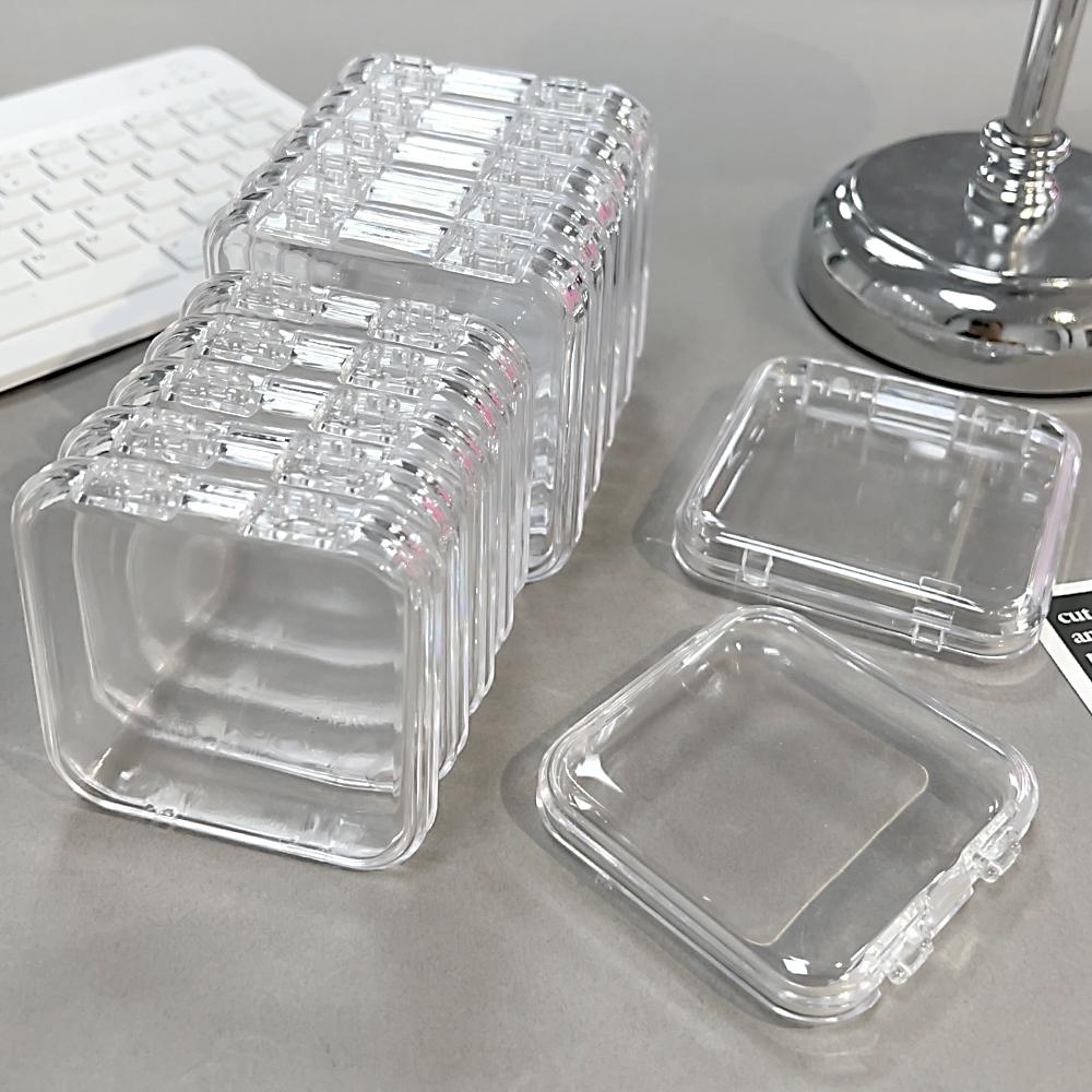 10/1Pcs Plastic Clear Square Storage Box Mini Portable Packaging Boxes For Jewelry Earring Bracelet DIY Nail Art Organizer Case