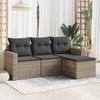 VidaXL Garden Lounge Set 4 Pcs with Grey Cushions Wicker 3251207