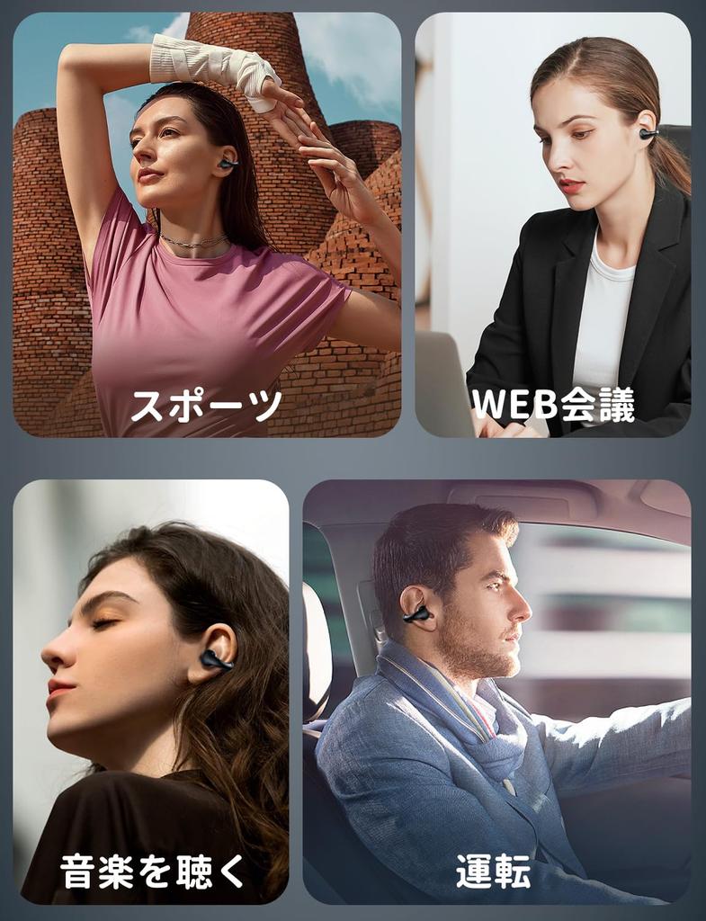 Wireless Earbuds, Bluetooth 5.3, Clip-on Earbuds, In-Ear 10mm Drivers, 36 Hours of Continuous Playtime, Deep Bass, Stereo Bluetooth Earphones,