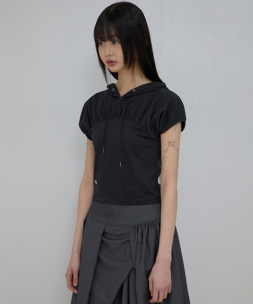 Peulleeoeob Kaya Shirred Hoodie (Fl-159_Black)