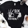 Mens Casual TShirt Halloween Skeleton Six Seven Graphic Print Short Sleeve Top Trendy Tee