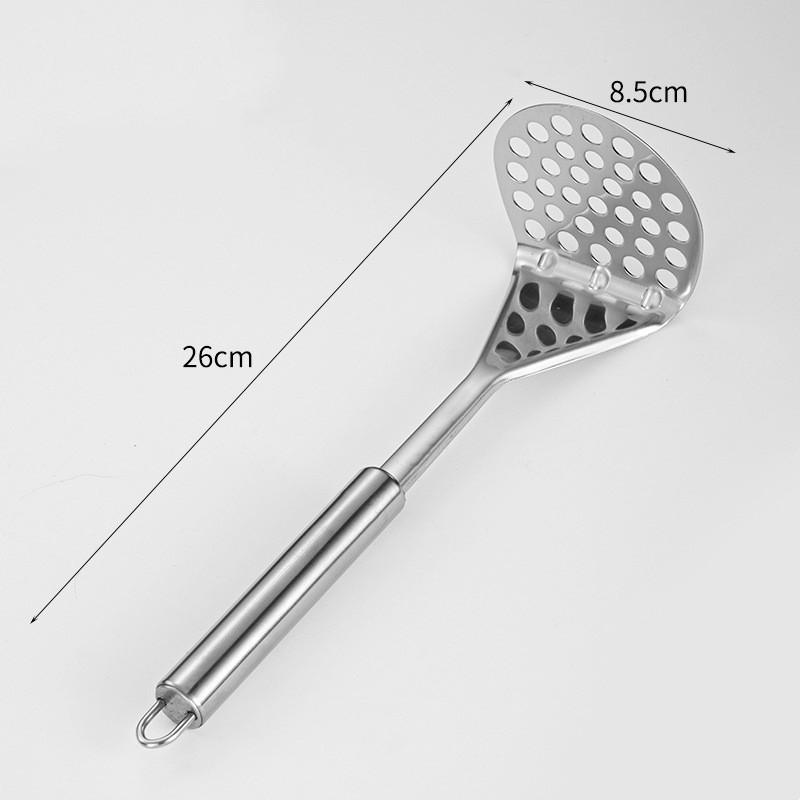 Stainless Steel Potato Masher With Round And Square Openings For Home Kitchen Use