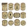 Decorative Labels for Party 12Pcs Halloween Wine Bottle Labels, Vintage Retro Stickers with Witch Skull Zombie Theme Beverage Bat Pumpkin Design,