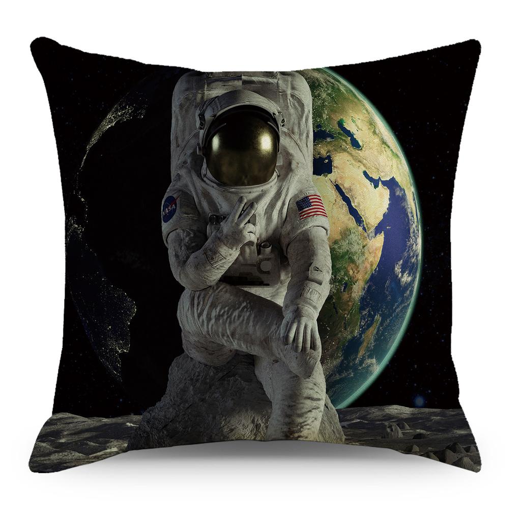 Wish Pillowcase Astronaut Planet Linen Pillow Cushion Cover