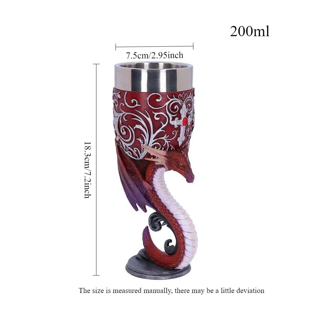 

200 мл Кубок-гоблет Tiki Dragon из нержавеющей стали 304, Гравированный винный кубок, Многоразовая посуда для напитков для бара и домашней вечеринки, Уникальные подарки 200ml