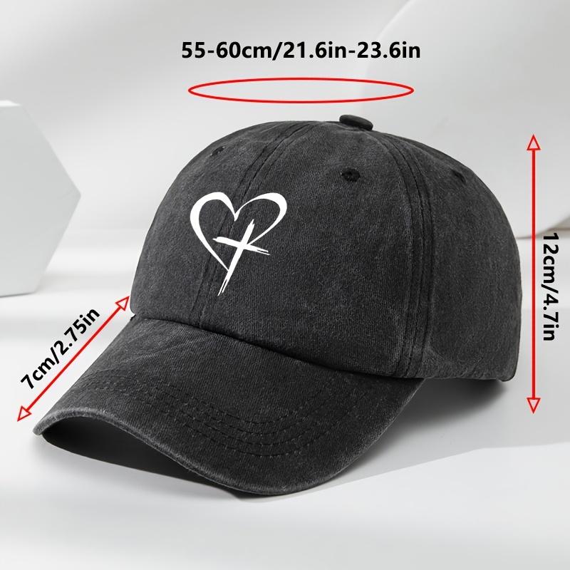 Love Cross Printed Baseball Cap Fashionable Outdoor Leisure Sports Sun Hat Washed Retro Soft Top Comfortable Peaked Cap
