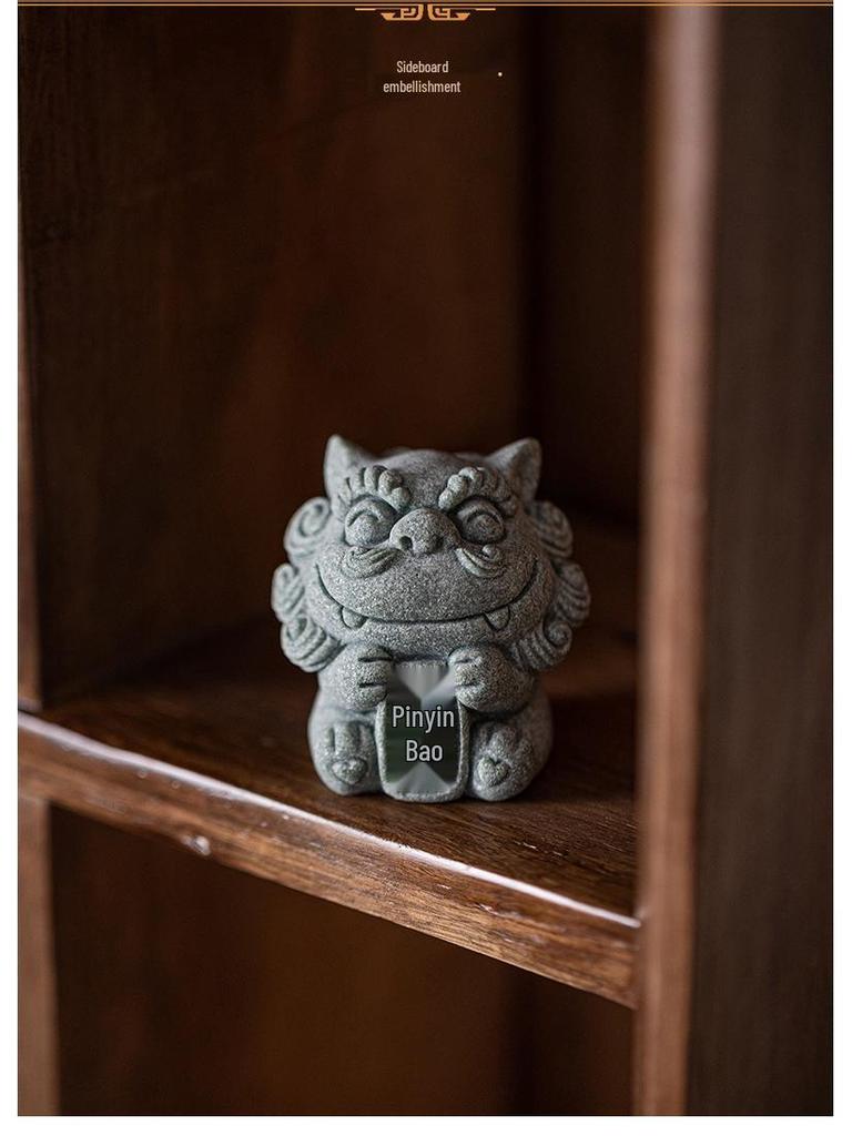 Kleines Chinesisches Steinlöwenpaar: Desktop-Maskottchen und Tee-Haustier-Ornament für kreative Bonsai- oder Fischaquariendekoration