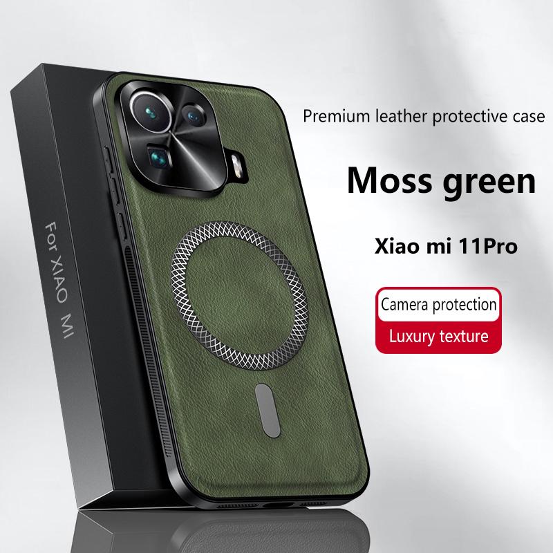 For Xiaomi Mi 11 Pro Case Magnetic Elegant Leather Wear-Resistant Lens Fully Covered Non-Slip Grip Edge Cover Shell