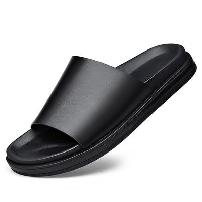 Nuove Pantofole in Vera Pelle da Uomo Suole Spesse Antiscivolo Sandali Infradito da Uomo Moda Casual Nere Scarpe Estive Maschili