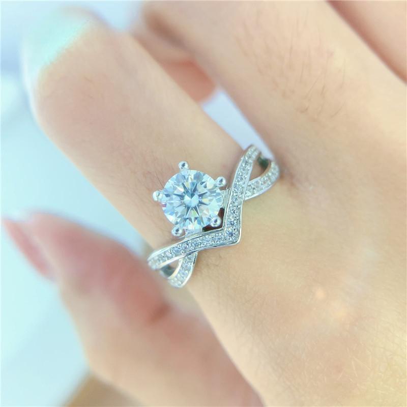 

Новое кольцо с муассанитом в виде креста и короны, 1 карат, цвет D, vvs1, стерлинговое серебро S925, платиновое покрытие, обручальные кольца с бриллиантами 7.5