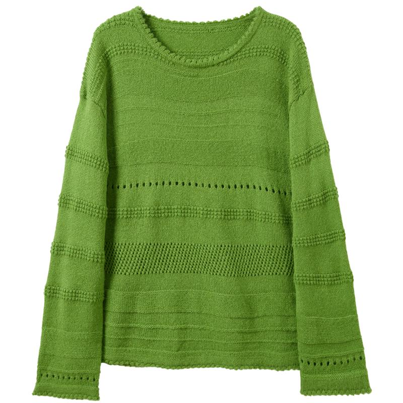 Sancai Women s Hollow Jacquard Knit Sweater M