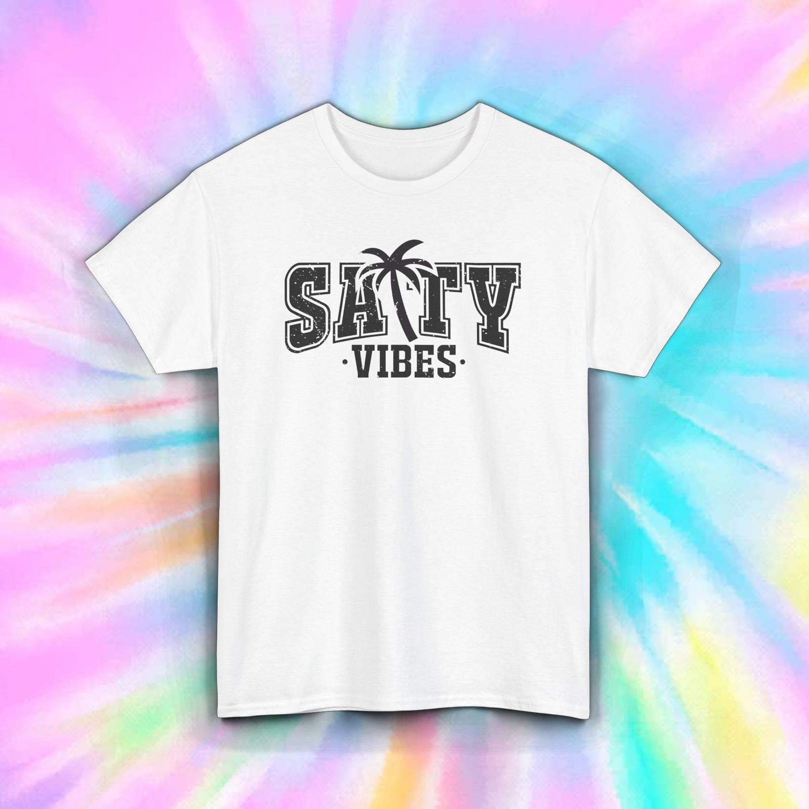 Salty Vibes T-Shirt Retro Palm Tree Chill Coastal Mood Tee S-5XL XXXL