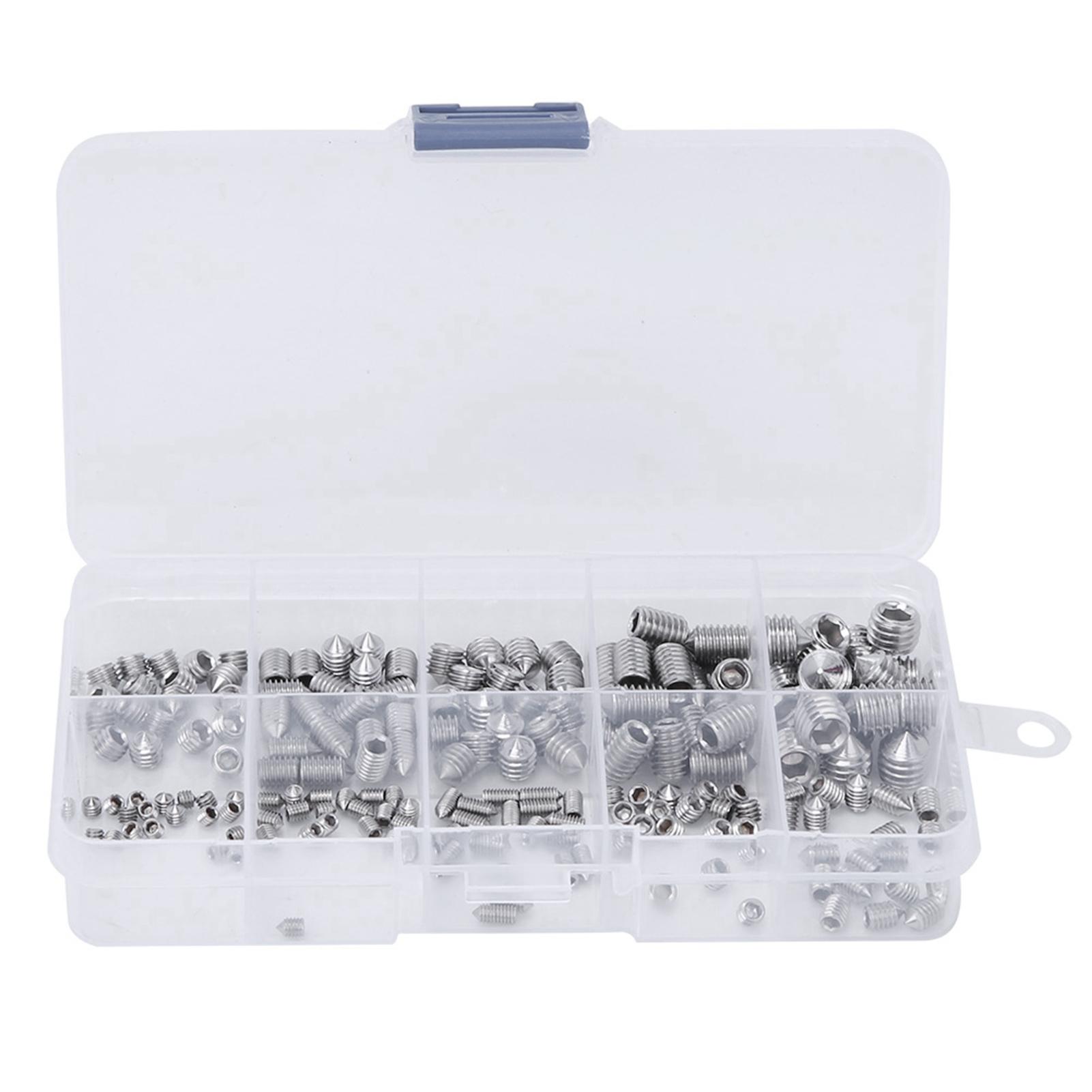 

200Pcs Grub Screw Cone Point Hex Socket Stainless Steel for Accuracy Instruments M3 M4 M5 M6 M8