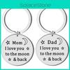 Durable I Love You Dad Mom Stainless Steel Keyring Thoughtful Gift For Family And Friends