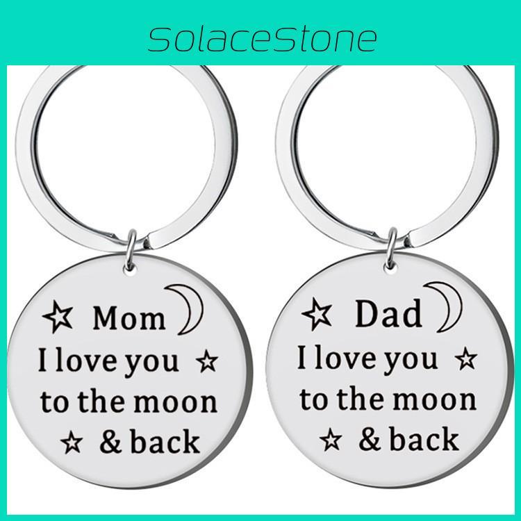 Durable I Love You Dad Mom Stainless Steel Keyring Thoughtful Gift For Family And Friends