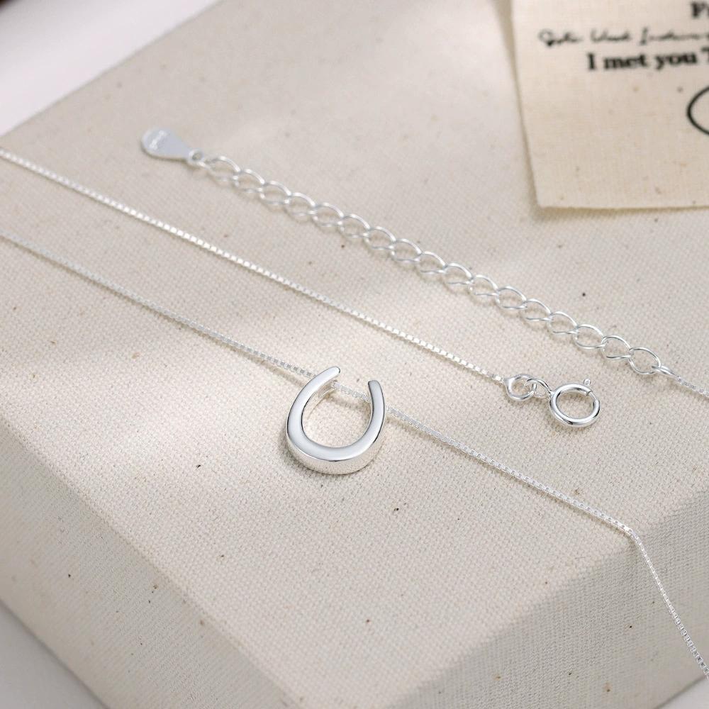 FY-XL3028 S925 Sterling Silver U-Shaped Horseshoe Clasp Necklace Pendant Simple Fashionable High-End Feeling Sweater Chain