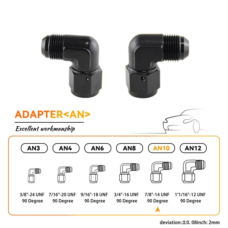 2 STÜCK AN3 AN4 AN6 AN8 AN10 AN12 Innengewinde auf 3AN-12AN Außengewinde 90 Grad Bördel Drehschlauchanschluss Adapter Schwarz Aluminium eloxiert