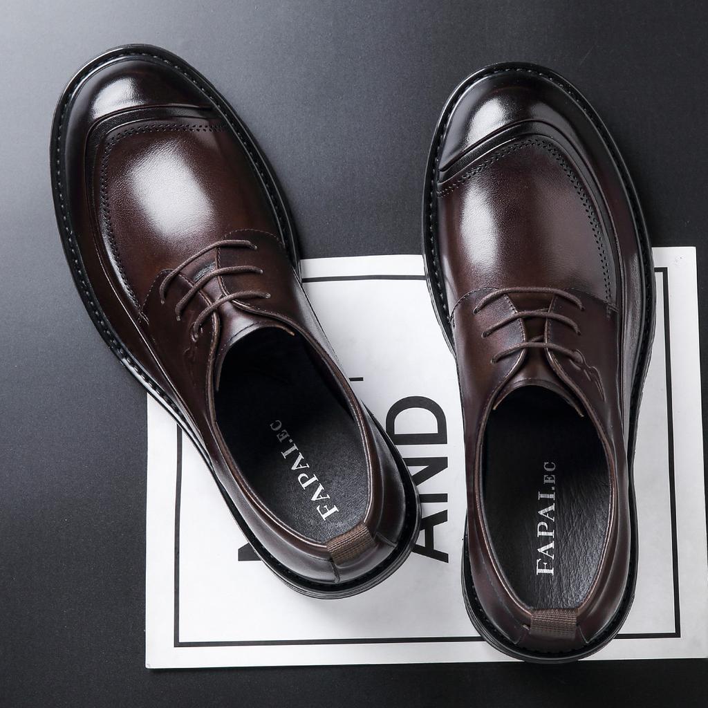 Zapatos de cuero Wenzhou para hombre de cuero genuino zapatos Derby de vestir para negocios para hombre boda sentido senior primera capa piel de vaca talla grande zapatos de hombre