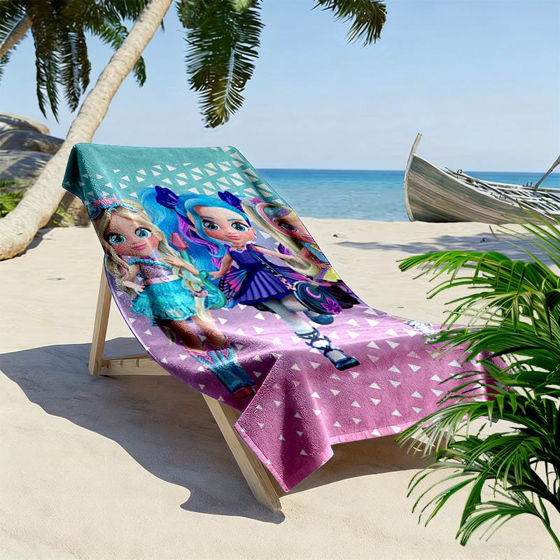 BFF Cartoon Print Beach Towel, Large Soft Quick Dry Towel for Beach Camping Swimming
