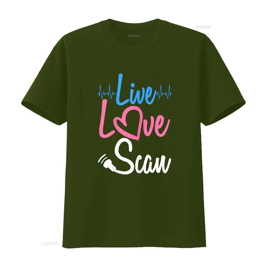 Ultrasound Tech Sonographer Live Love Scan T Shirt vintage Washed graphic Unisex Stylish streetwear Stretched Casual homme Soft