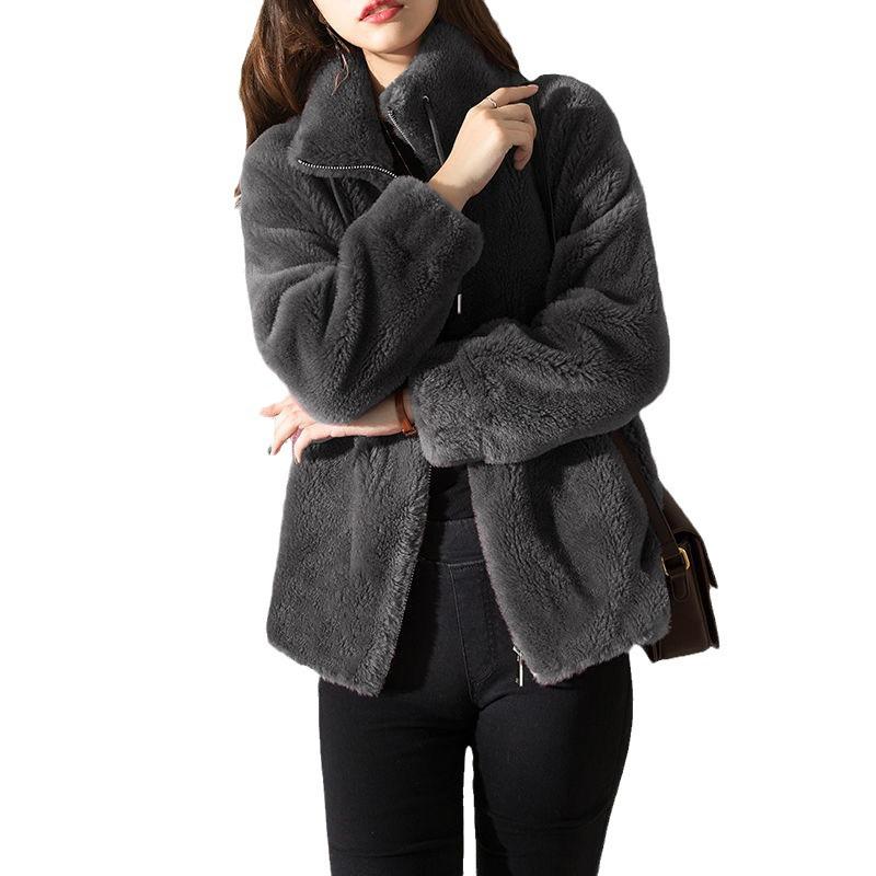 European and American Women's Double-Sided Fleece Zipper Cardigan with Stand Collar - 2023 Autumn/Winter Collection.