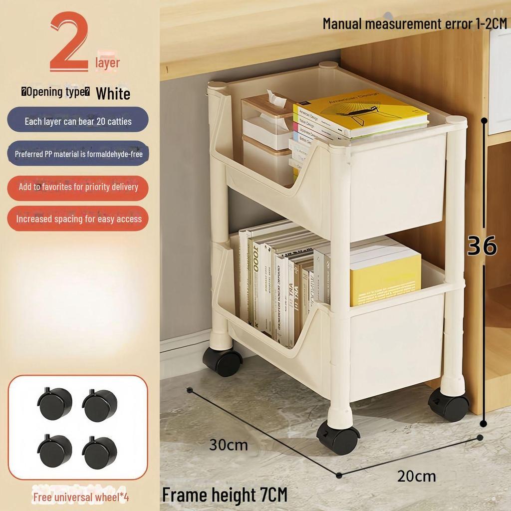 Children's Multi-Layer Narrow Bookshelf with Wheels