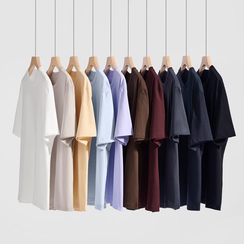 230G Cotton Heavy Short-Sleeved Men's T-shirt Casual Loose-Fitting T-shirt Wholesale Solid Color Spring and Summer Men's Clothes
