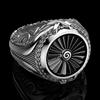 Sterling Silver Ring Punk Gear Men's 18K Gold Ring Party Wedding Glamour Jewelry Gift