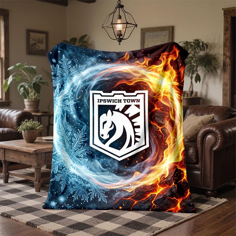 Ipswich Town Football Print Flannel Blanket Soft Warm Sofa Bed Throw Blanket For Home Office Bedroom
