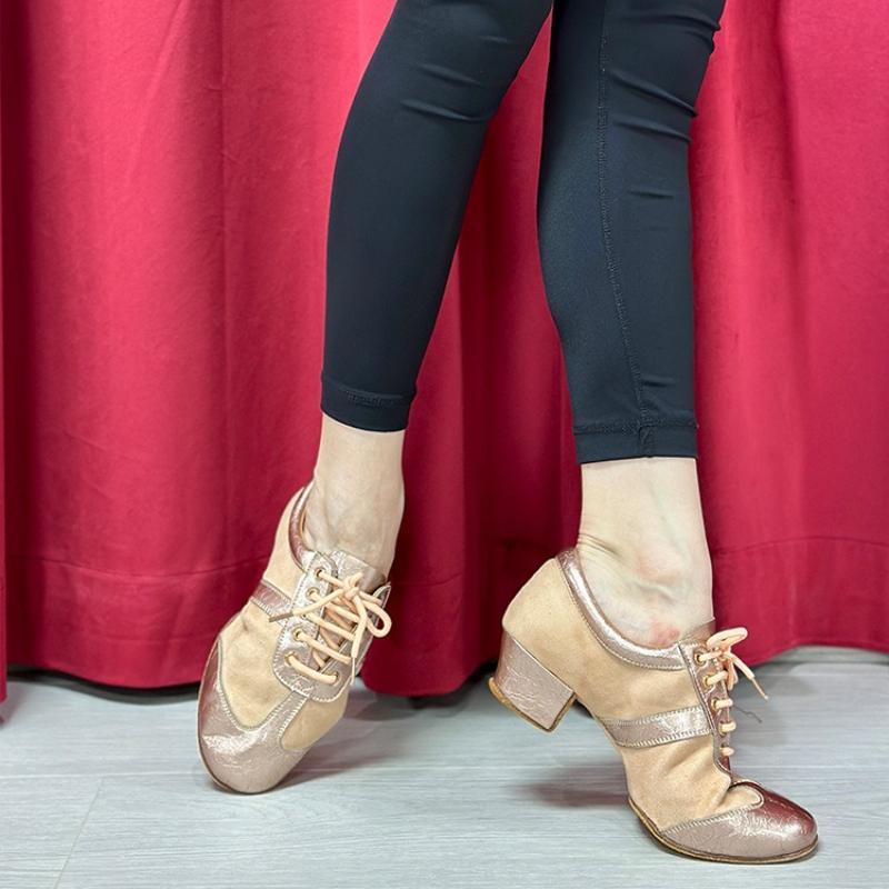 New Adult Women Soft Sole Professional Indoor Latin Dance Teacher Shoes Low Heel Comfortable Dance Shoes