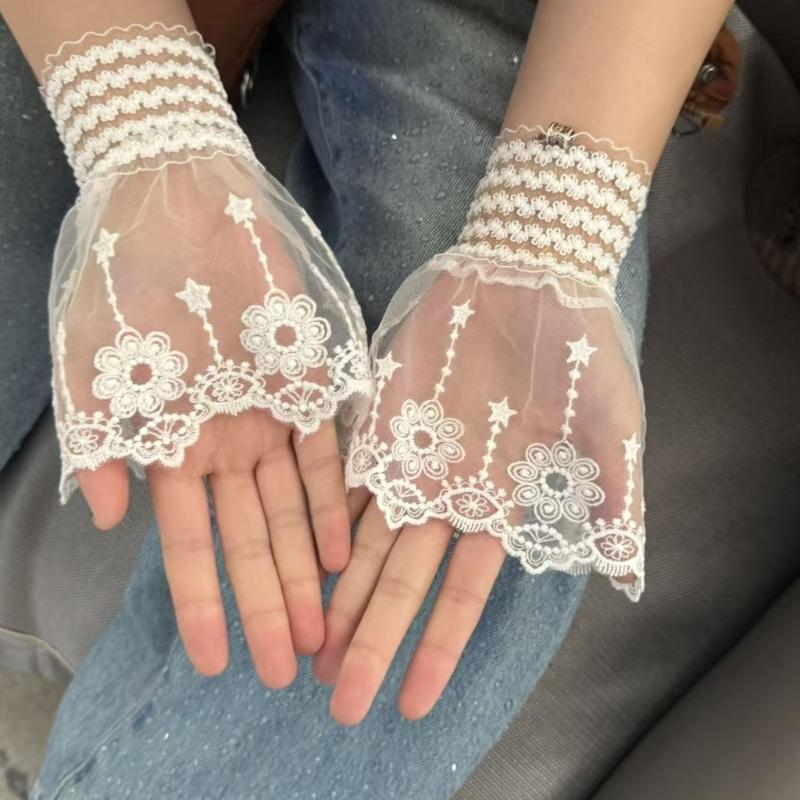 Elegant Lace Arm Sleeves Nylon Wrist Cuffs Faux Sleeves For Women And Girls Daily Outfit and Formal Dress Enhancement