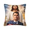 Fundas de Almohada Angélicas y de Jesús de Charlie Kirk Funda de Almohada Cuadrada Linda y Divertida para Silla de Sala de Estar