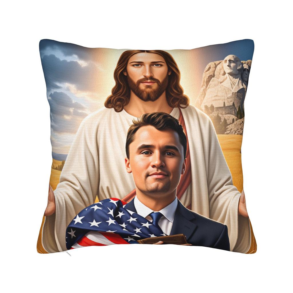 Fundas de Almohada Angélicas y de Jesús de Charlie Kirk Funda de Almohada Cuadrada Linda y Divertida para Silla de Sala de Estar