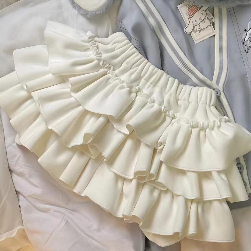 

Light Yellow Pumpkin Puff Cake Soft Girl Skirt L