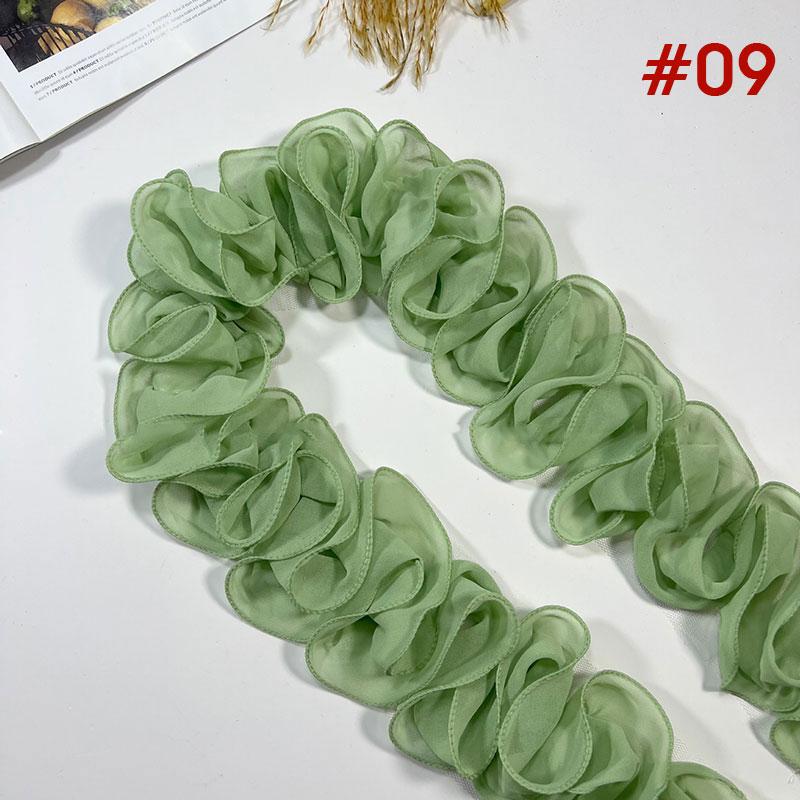 10 Yards 10cm Width Pleated Chiffon Tulle Lace Trim Ruffled Lace Fabric Applique Ribbon Trim Edge For DIY Sewing Dress Curtain