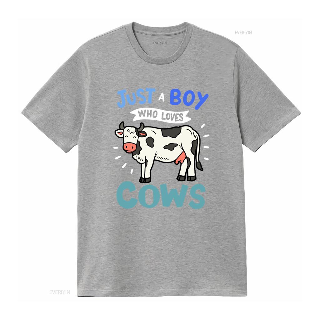 Cow Just A Boy Who Loves Cows T Shirt For Lovers Print Vintage Washed Versatile Slightly Casual Breathable Stretched
