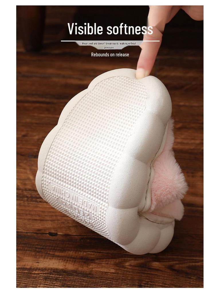 Winter Warm Cartoon Cotton Slippers for Women & Men - Thick Sole Indoor Footwear for Couples