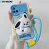 KEYSION Cute 3D Cartoon Plush Case for VIVO Y21 Y21S Y33S Y33T with Lanyard Soft Silicone Shockproof Phone Cover for VIVO T1X