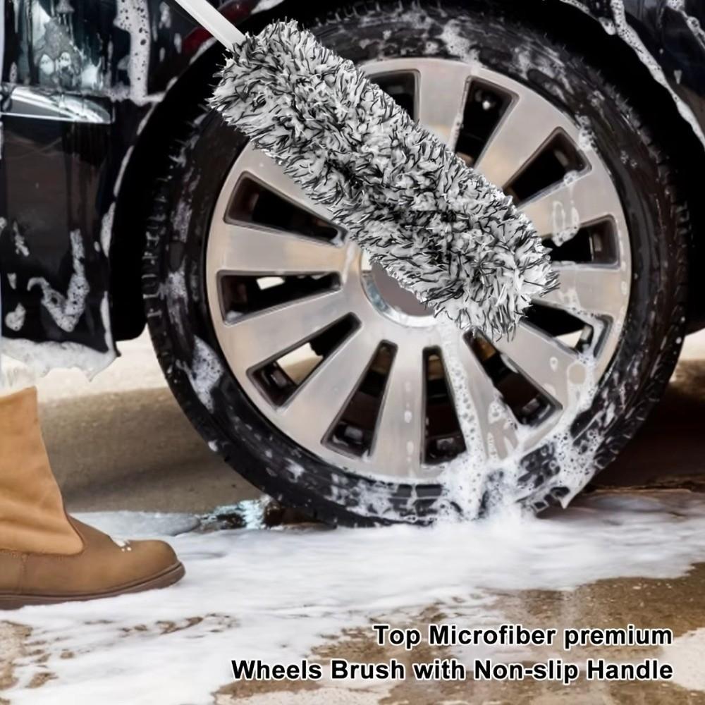 Non-Slip Car Wheels Brush Long Handle Wheel Details Cleaning Tool Plush Cleaning Brushs