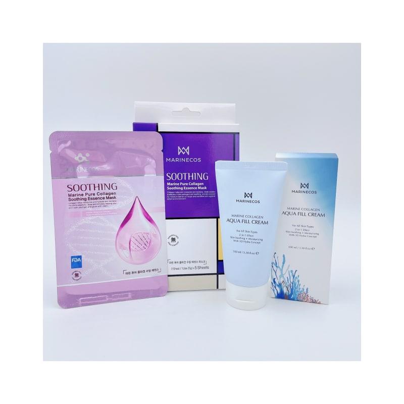 Marine Collagen Aqua Peel Cream + Marine Pure Collagen Mask (Soothing) (5 sheets)